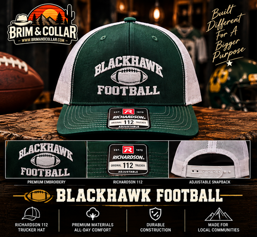 Blackhawk Football Embroidered Hat – Green/White