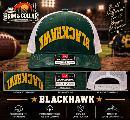 Blackhawk Arch Embroidered Hat – Green/White