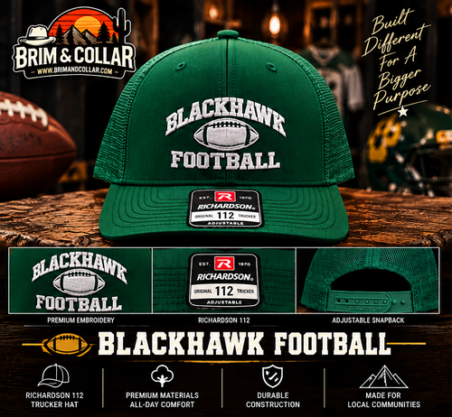 Blackhawk Football Embroidered Hat – Solid Green